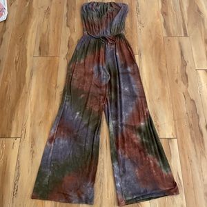 Tie Dye strapless jumpsuit